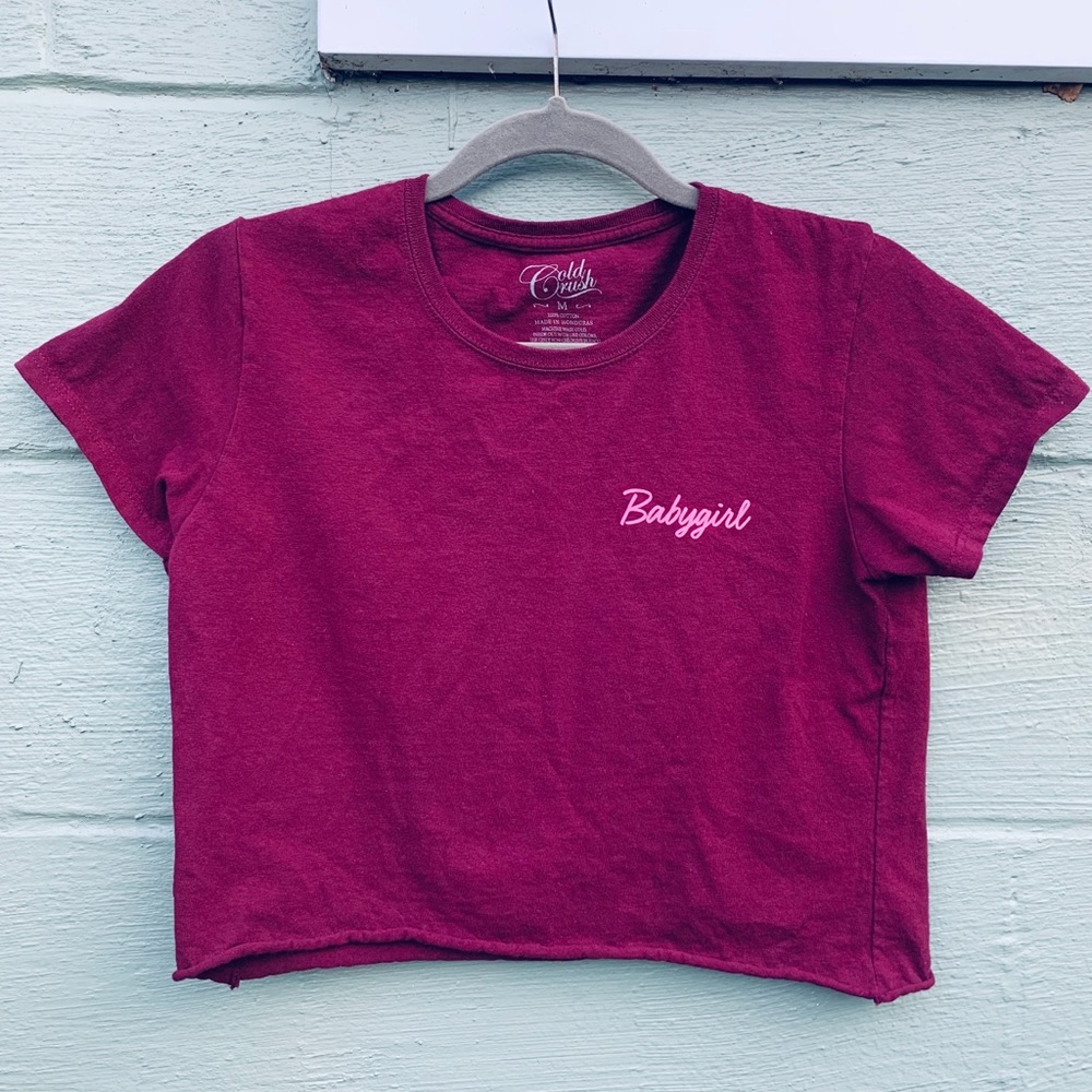 3/$15!  Burgundy Babygirl Crop Top